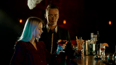 Stock Video A Man And A Woman Chatting At A Bar Counter Live Wallpaper For PC - Free Live Wallpaper