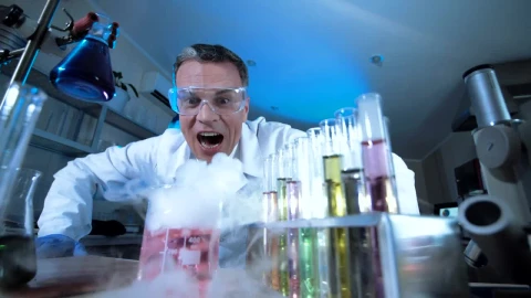 Stock Video A Mad Scientist Watching Chemical Reaction Live Wallpaper For PC - Free Live Wallpaper