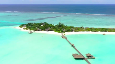 Stock Video A Luxury Tourist Island With A Pier And Bungalows Live Wallpaper For PC - Free Live Wallpaper