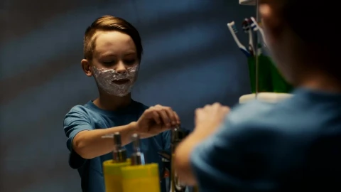 Stock Video A Little Boy Is Shaving In Front Of The Mirror Live Wallpaper For PC - Free Live Wallpaper