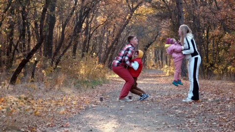 Stock Video A Happy Family Enjoying The Autumn Park Live Wallpaper For PC - Free Live Wallpaper