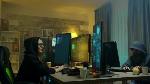 Stock Video A Group Of Hackers Celebrate Breaking In Live Wallpaper For PC - Free Live Wallpaper