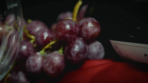 Stock Video A Glass A Bunch Of Grapes And A Bottle Of Live Wallpaper For PC - Free Live Wallpaper