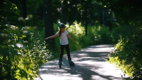 Stock Video A Girl With A Helmet Skating In The Park Live Wallpaper For PC - Free Live Wallpaper