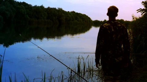 Stock Video A Fisherman Stands On The Riverside Live Wallpaper For PC - Free Live Wallpaper