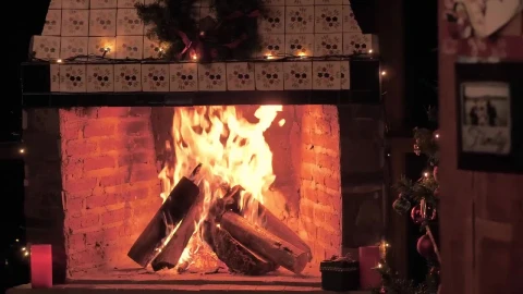 Stock Video A Fireplace Lit At Christmas Time Live Wallpaper For PC - Free Live Wallpaper