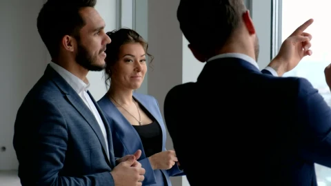 Stock Video Business Team Talking By Skyscraper Window Live Wallpaper For PC - Free Live Wallpaper