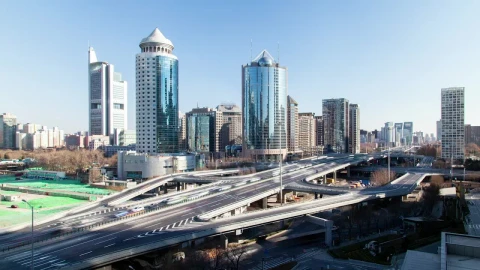 Stock Video Business District And Highway With Traffic Live Wallpaper For PC - Free Live Wallpaper