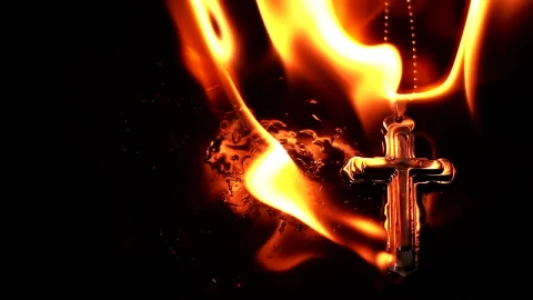 Stock Video Burning Christian Cross Live Wallpaper For PC - Free Live Wallpaper