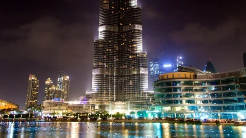 Stock Video Burj Khalifa Skyscraper At Night And Fountain Live Wallpaper For PC - Free Live Wallpaper