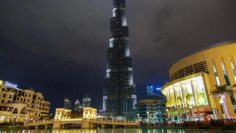 Stock Video Burj Khalifa Lit Up At Night In The City Live Wallpaper For PC - Free Live Wallpaper