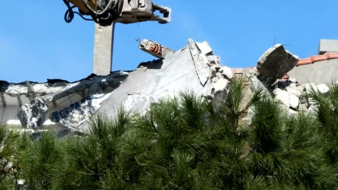Stock Video Bulldozer Knocking Down A Construction Live Wallpaper For PC - Free Live Wallpaper