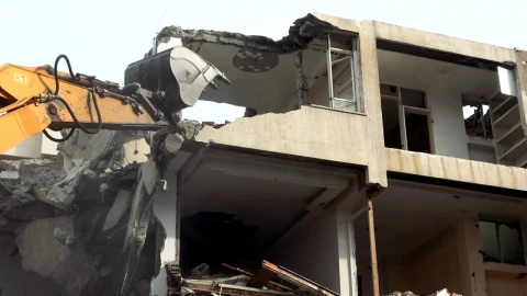 Stock Video Bulldozer Destroying A House Live Wallpaper For PC - Free Live Wallpaper
