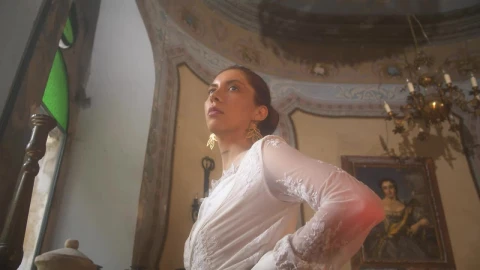 Stock Video Brunette Woman Waiting Inside A Church Live Wallpaper For PC - Free Live Wallpaper
