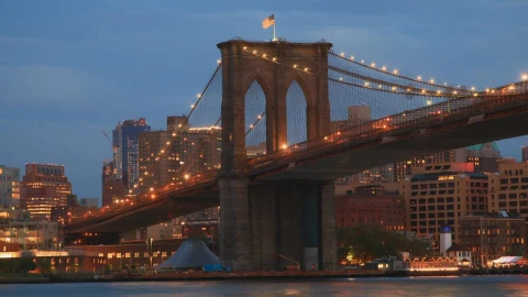 Stock Video Brooklyn Bridge As The Night Comes In Live Wallpaper For PC - Free Live Wallpaper