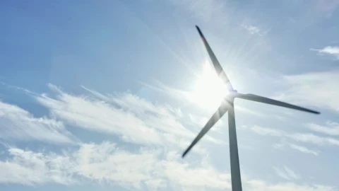 Stock Video Bright Sunshine Behind A Wind Turbine Live Wallpaper For PC - Free Live Wallpaper