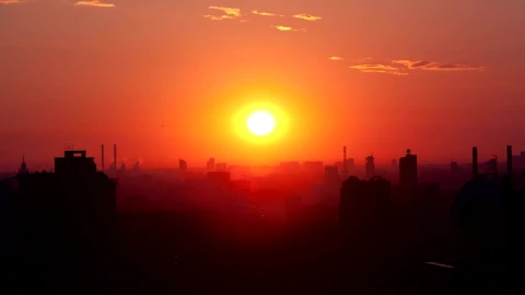 Stock Video Bright Sunrise Blurred Against The City Live Wallpaper For PC - Free Live Wallpaper