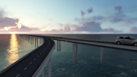 Stock Video Bridge Traffic Over The Sea d Live Wallpaper For PC - Free Live Wallpaper