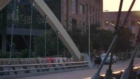Stock Video Bridge Of Cars And People In The City At Sunset Live Wallpaper For PC - Free Live Wallpaper