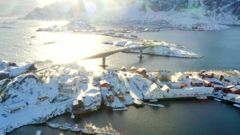 Stock Video Bridge Connecting Snowing Villages Live Wallpaper For PC - Free Live Wallpaper