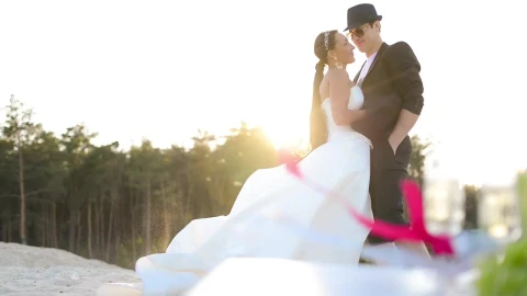 Stock Video Bride And Groom In A Romantic Time After The Wedding Live Wallpaper For PC - Free Live Wallpaper
