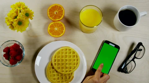 Stock Video Breakfast Pancakes With A Phone Live Wallpaper For PC - Free Live Wallpaper