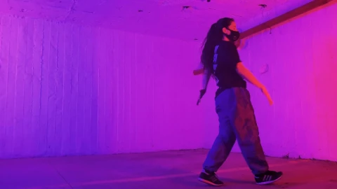 Stock Video Break Dance Dancer With Muzzle In Dim Light Live Wallpaper For PC - Free Live Wallpaper