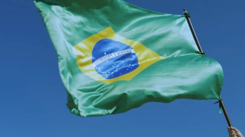 Stock Video Brazilian Flag Waving On Top Of A Flagpole Live Wallpaper For PC - Free Live Wallpaper