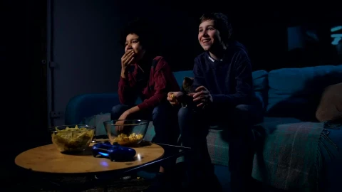 Stock Video Boys Laughing While Watching Tv Live Wallpaper For PC - Free Live Wallpaper