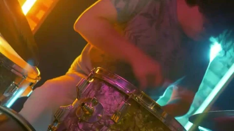 Stock Video Boy Skillfully Playing Drums In A Presentation Live Wallpaper For PC - Free Live Wallpaper