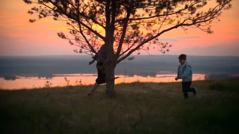 Stock Video Boy Playing With His Grandmother Around A Tree Live Wallpaper For PC - Free Live Wallpaper