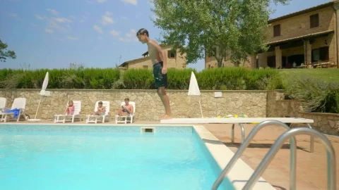 Stock Video Boy Entering The Pool Side Tracking Shot Live Wallpaper For PC - Free Live Wallpaper