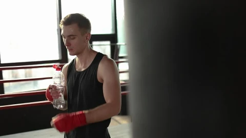Stock Video Boxer Drinking Water After His Training Live Wallpaper For PC - Free Live Wallpaper
