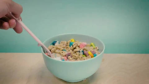 Stock Video Bowl With Sugary Cereal With Marshmallows And Milk Live Wallpaper For PC - Free Live Wallpaper