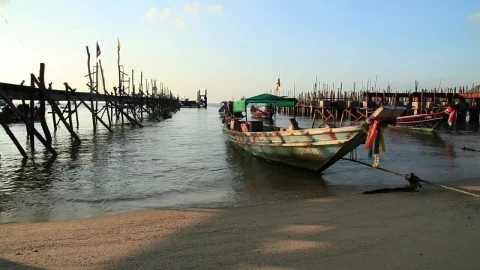 Stock Video Boats On The Shore Of A Beach In Indonesia Live Wallpaper For PC - Free Live Wallpaper