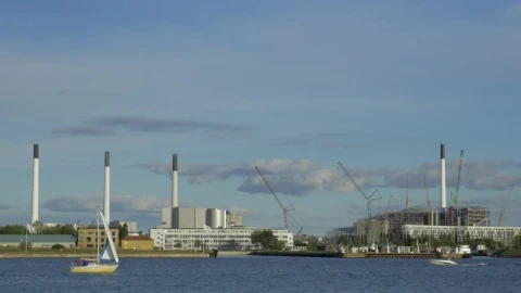 Stock Video Boats Heading Past An Industrial Port Live Wallpaper For PC - Free Live Wallpaper