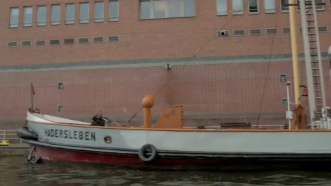 Stock Video Boats Docked Along A River In Hamburg Live Wallpaper For PC - Free Live Wallpaper