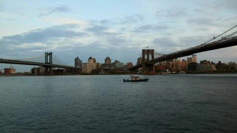 Stock Video Boat Under The Brooklyn Bridge Live Wallpaper For PC - Free Live Wallpaper