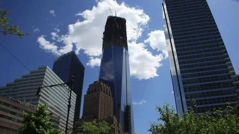 Stock Video Blue Sky Reflecting On Skyscrapers Live Wallpaper For PC - Free Live Wallpaper