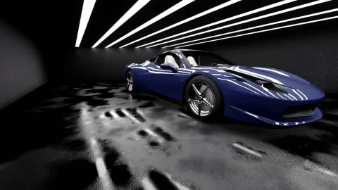 Stock Video Blue Luxury Sports Car In A Garage Live Wallpaper For PC - Free Live Wallpaper