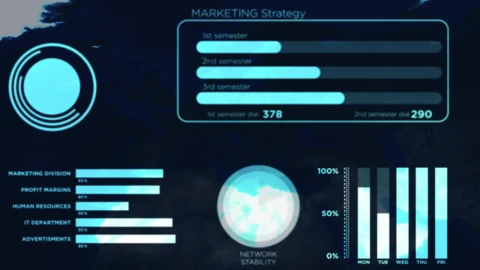 Stock Video Blue Hud With Animated Marketing Infographics Live Wallpaper For PC - Free Live Wallpaper