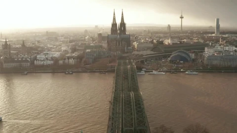 Video Stock City From Above With A Bridge And A Cathedral Live Wallpaper For PC - Free Live Wallpaper