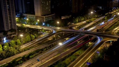 Video Stock City Cross Roads With Fast Traffic At Night Live Wallpaper For PC - Free Live Wallpaper