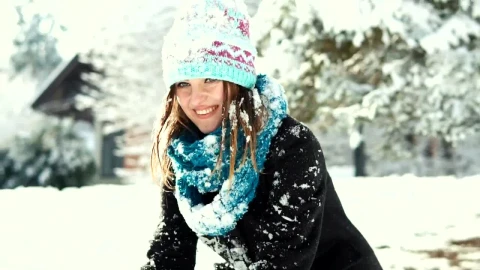 Video Stock Cinematic Of Woman Tossing Up Snow In Winter Landscape Live Wallpaper For PC - Free Live Wallpaper