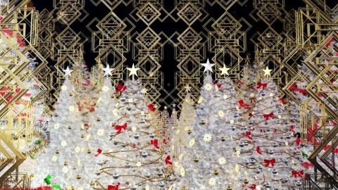 Video Stock Christmas Trees With Gold Figures And Ornaments Live Wallpaper For PC - Free Live Wallpaper