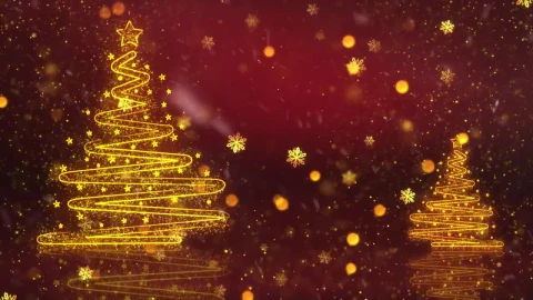 Video Stock Christmas Trees Snowflakes And Red Background Live Wallpaper For PC - Free Live Wallpaper