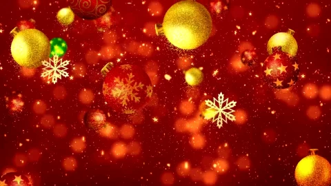 Video Stock Christmas Spheres And Snowflakes On Red Background Live Wallpaper For PC - Free Live Wallpaper