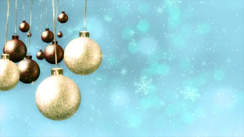 Video Stock Christmas Spheres And Snowflakes On Blue Background Live Wallpaper For PC - Free Live Wallpaper