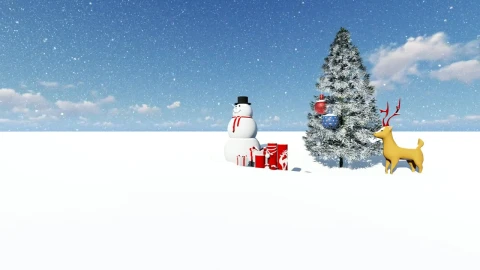Video Stock Christmas Pine Tree With Decorations And A Snow Monkey Live Wallpaper For PC - Free Live Wallpaper