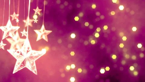 Video Stock Christmas Hanging Stars With Pink Bokeh Background Live Wallpaper For PC - Free Live Wallpaper